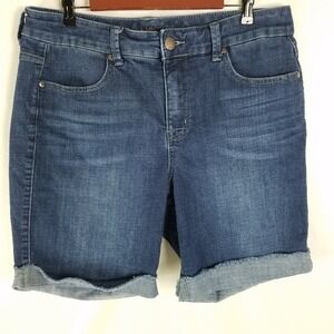 Melissa McCarthy Seven7 Womens Blue Denim Cuffed Jean Shorts Size 16W